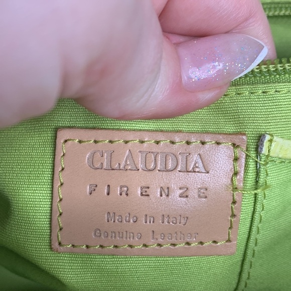 Claudia Firenze Light yellow  Croc Embossed Leather Shoulder Bag Made in Italy - Picture 7 of 8